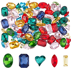SUPERFINDINGS 100Pcs 25 Styles Glass Rhinestone Cabochons, Pointed Back & Silver Back Plated, Mixed Shapes, Mixed Color, 7~14x3~10x2~5mm, 4pcs/style