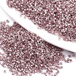 Perline di semi di vetro di grado 11/0, cilindro, dimensione uniforme del seme, colori metallici, roso, 1.5x1mm, Foro: 0.5 mm, circa 20000pcs/scatola