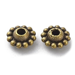 Tibetischer stil legierung perlen, cadmiumfrei und bleifrei, Blume, Antik Bronze, 9x4.5 mm, Bohrung: 1.9 mm, ca. 1000 Stk. / 1000 g