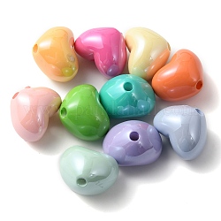 Perles acryliques opaques, cœur, couleur mixte, 14.5x18.5x14mm, Trou: 2.7mm