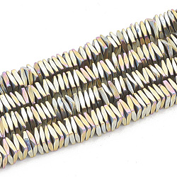 Electroplate non magnetici ematite sintetico fili di perline, sfaccettato, perline heishi quadrate, arcobaleno placcato, 4x4x1mm, Foro: 1 mm, circa 385pcs/filo, 15.9 pollice