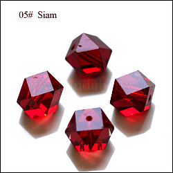 Perles d'imitation cristal autrichien, grade AAA, facette, perles de cube sans coin, rouge foncé, 6x5.5x5.5mm, Trou: 0.7~0.9mm