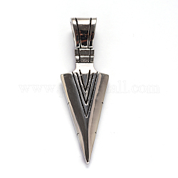 Triangle pendule 304 inoxydable gros pendentifs en acier, argent antique, 55.5x17.5x9.5mm, Trou: 9x6mm
