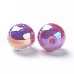 Perles de résine à rayures, couleur ab , rondelle, vieille rose, 15.5~16x13.5~14.5mm, Trou: 2.5~3.5mm