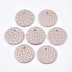 Eco-Friendly Cowhide Pendants, Flat Round, Misty Rose, 15.5x1.5mm, Hole: 1.6mm