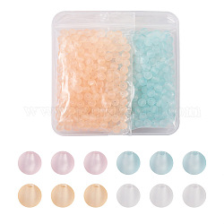 800pcs 4 couleurs perles acryliques transparentes, mat, ronde, couleur mixte, 7.5mm, Trou: 1.6mm, 200 pcs / couleur