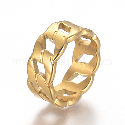 Унисекс 304 кольца из нержавеющей стали, широкая полоса кольца, форма обочины, золотые, Размер 7, 17 мм, шириной 9 мм 