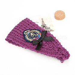 (venta de existencias navideñas) diademas de crochet, accesorios emblema cinta elástica para el cabello, con botón de plástico, púrpura, 440x115x9mm