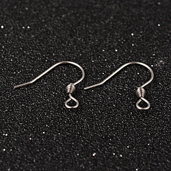 304 Stainless Steel Earring Hook Jewelry Findings, with Horizontal Loop, Stainless Steel Color, 19x18mm, Hole: 2mm, 21 Gauge, Pin: 0.7mm