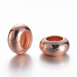 Perles séparateurs en laiton, rondelle, or rose, 8x4mm, Trou: 4mm
