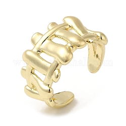 Anillo de puño abierto de latón, anillo estilo trenzado para mujer, real 18k chapado en oro, nosotros tamaño 5 3/4 (16.3 mm), 4~12mm