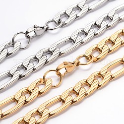 304 inoxidables figaro acero cadenas collares, con cierre de langosta, color mezclado, 23.6 pulgada (59.9 cm)