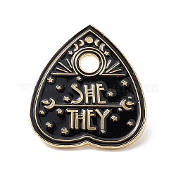 She They Word Enamel Pin, Spade Alloy Badge for Backpack Clothes, Golden, Black, 30x27.5x2mm, Pin: 1mm, Hole: 4mm.