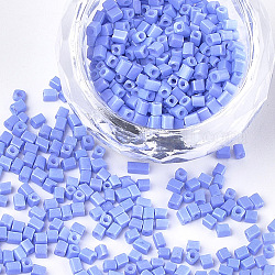Backfarbe Glasperlen, Würfel, Kornblumenblau, 2~6x2x2 mm, Bohrung: 0.8 mm, ca. 30000 Stk. / Beutel