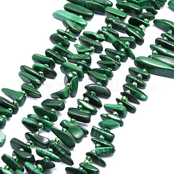 Synthetic Malachite Beads Strands, Chip, 9.5~30x4.5~7.5x1.5~5mm, Hole: 0.8mm, about 80pcs/strand, 15.75 inch(40cm)