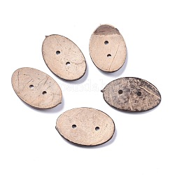 Boutons de noix de coco naturelle, gros boutons, 2-trou, ovale, burlywood, 50.5~52.5x32.5~33.5x3.5~4.5mm, Trou: 3.5mm