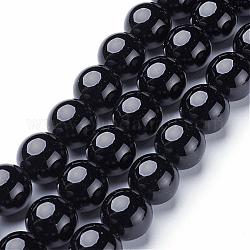 Natural Black Onyx Round Beads Strands, Grade A, Dyed, 14mm, Hole: 1.5mm, about 28pcs/strand, 15.5 inch