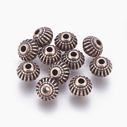 Perles toupies en alliage de style tibétain, Sans cadmium & sans nickel & sans plomb, cuivre rouge, 8x6.5mm, Trou: 1.5mm