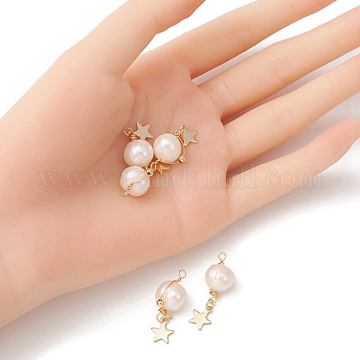 Подвески из медной проволоки с натуральным культивированным пресноводным жемчугом PALLOY-YW0001-40-1