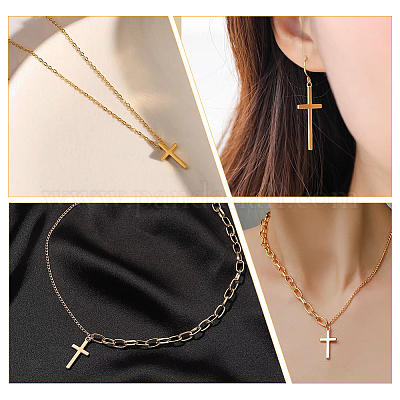 SUPERFINDINGS 36pcs 6 Styles Small Cross Charms 18K Gold Plated Brass Cross Pendants Jesus Christ Cross Charms Pendants for