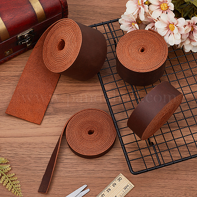 Плоский шнур из воловьей кожи длиной 2 м.&nbsp;AJEW-WH0479-73G-03-1