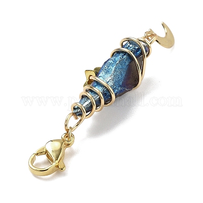 Подвесные украшения из гальванизированного натурального кварцевого кристалла в виде проволоки HJEW-JM03127-05-1