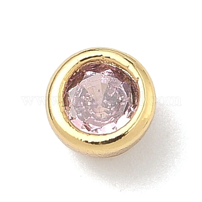 Плоские круглые латунные микропаве кабошоны из кубического циркония&nbsp;KK-P345-13G-A-1