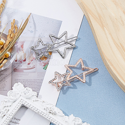 10 шт. 2-х цветные заколки для волос со стразами из сплава&nbsp;PHAR-HS0001-03-1