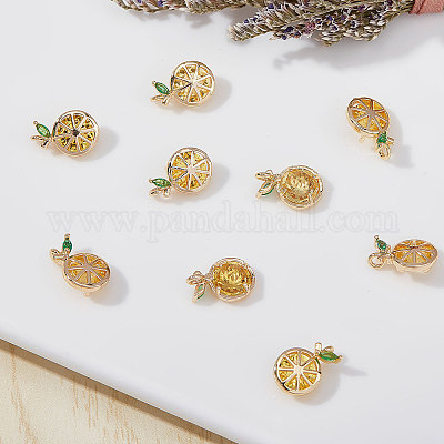 Wholesale Beebeecraft 10Pcs/Box Lemon Charms 18K Gold Plated Brass Yellow Fruit  Charms Jewelry Making Findings for DIY Bracelet Necklace Earring Making 