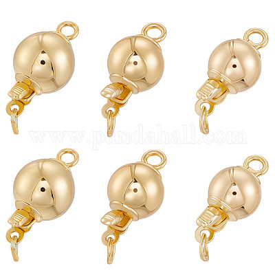 12 шт. 3 круглых латунных застежки-коробочки&nbsp;KK-BBC0019-27-1