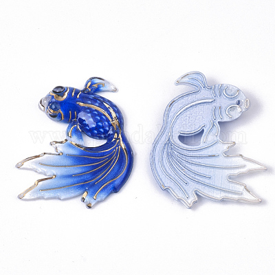 84pcs UV Printing Acrylic Goldfish Pendants Colorful Fish Animal Charms 30x25mm