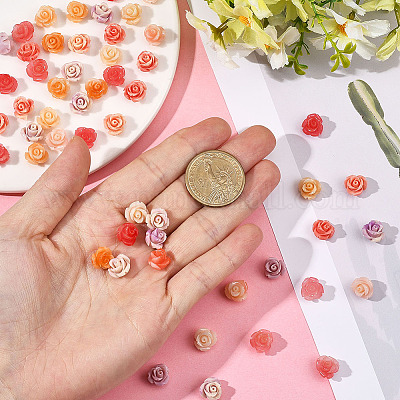 100 шт. 5-х цветные резные бусины из синтетического коралла&nbsp;CORA-SP0001-14-1