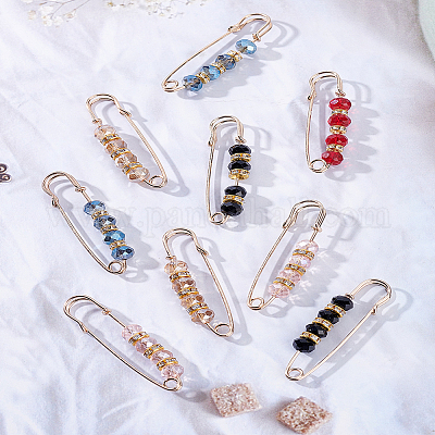 10 шт. 5-х цветные булавки для килта со стеклянными бусинами родель&nbsp;JEWB-LP0001-02-1