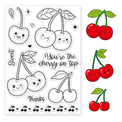 Shop GLOBLELAND Cherry Stamps Cherry Lace Leaves Silicone Clear