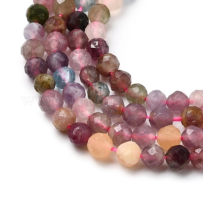 Нити из натуральных разноцветных турмалиновых бусин&nbsp;G-F460-31-1