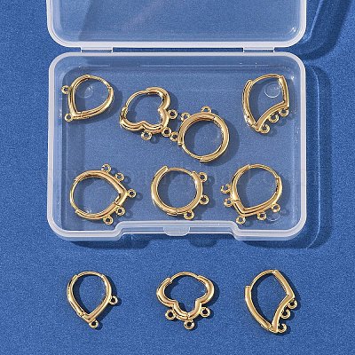 10 шт. 5 стиля латунная фурнитура для сережек-колец KK-FS0001-72-1