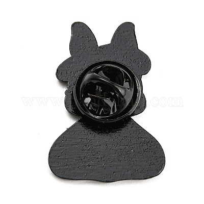 PandaHall Cartoon Rabbit Enamel Pins, Black Alloy Badge for Women, Pen, 29x8x2mm Alloy+Enamel Pen