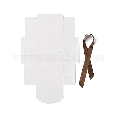 wholesale rectangle white/brown cardboard chocolate packaging boxes with  silk ribbon