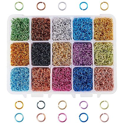 PandaHall 6450pcs 6mm Aluminum Jump Rings 15 Color Open Jump Rings for Choker Necklaces Bracelet Chain Maille Chainmail Jewelry Making ALUM-PH0003-13-1
