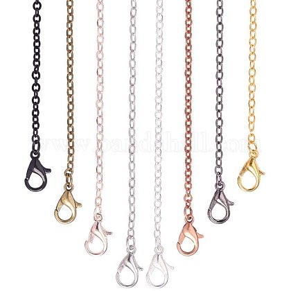 Brass Cable Chains Necklace Making MAK-PH0002-08-1