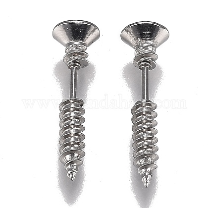 Vacuum Plating 304 Stainless Steel Unisex Punk Hip-hop Rock Nail Shape Screw Pierced Stud Earrings EJEW-F261-01A-1