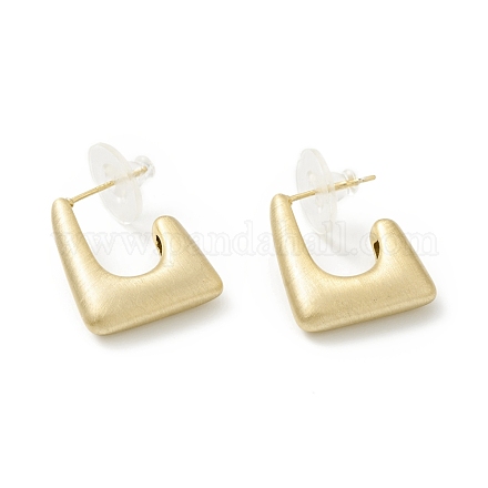 Alloy Trapezoid Stud Earrings with 925 Sterling Silver Pin EJEW-G310-01G-1