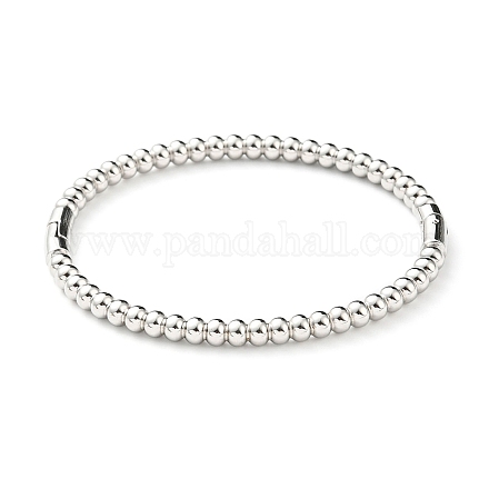 304 bracelet jonc rond en perles en acier inoxydable pour femme BJEW-B064-01P-1
