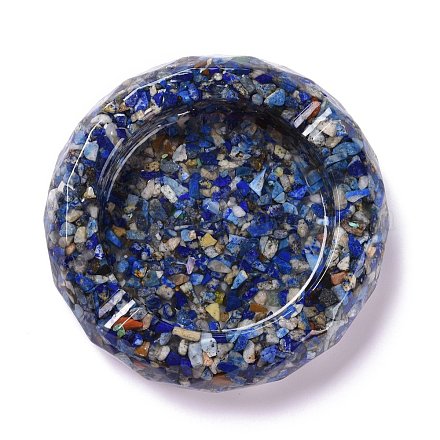 Resin with Natural Lapis Lazuli Chip Stones Ashtray DJEW-F015-06C-1