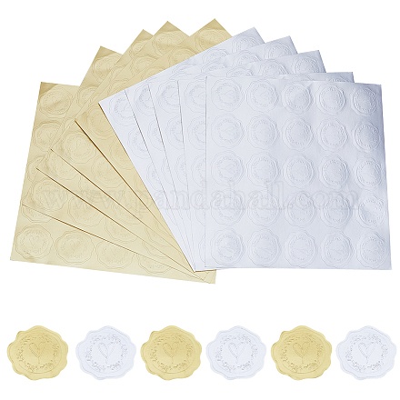 CRASPIRE 12 Sheets 2 Colors Paper Adhesive Flower Wax Seal Stickers STIC-CP0001-12-1