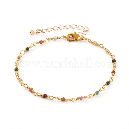Facettierte runde natürliche Turmalin-Perlen-Armbänder BJEW-JB05768-02-1
