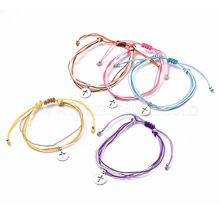 Bracelets tressés en cordon de polyester ciré BJEW-JB05663-1