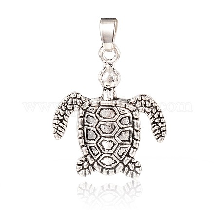 Tibetan Style Alloy Sea Turtle Pendants PALLOY-I115-30AS-1