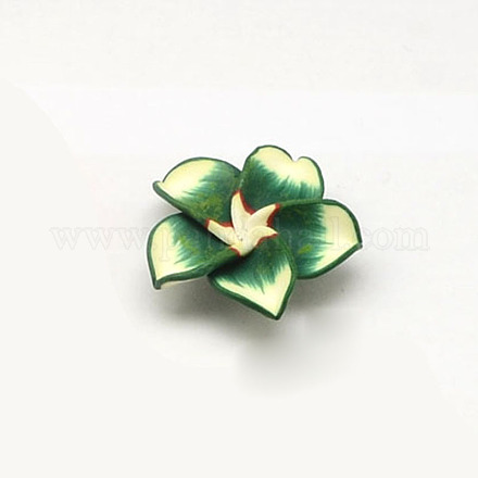 Plumeria hecha a mano de arcilla polimérica flor 3D abalorios CLAY-Q204-42mm-01-1