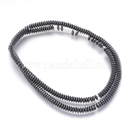 Chapelets de perles en hématite synthétique sans magnétiques G-I208-03-A-4x1mm-1
